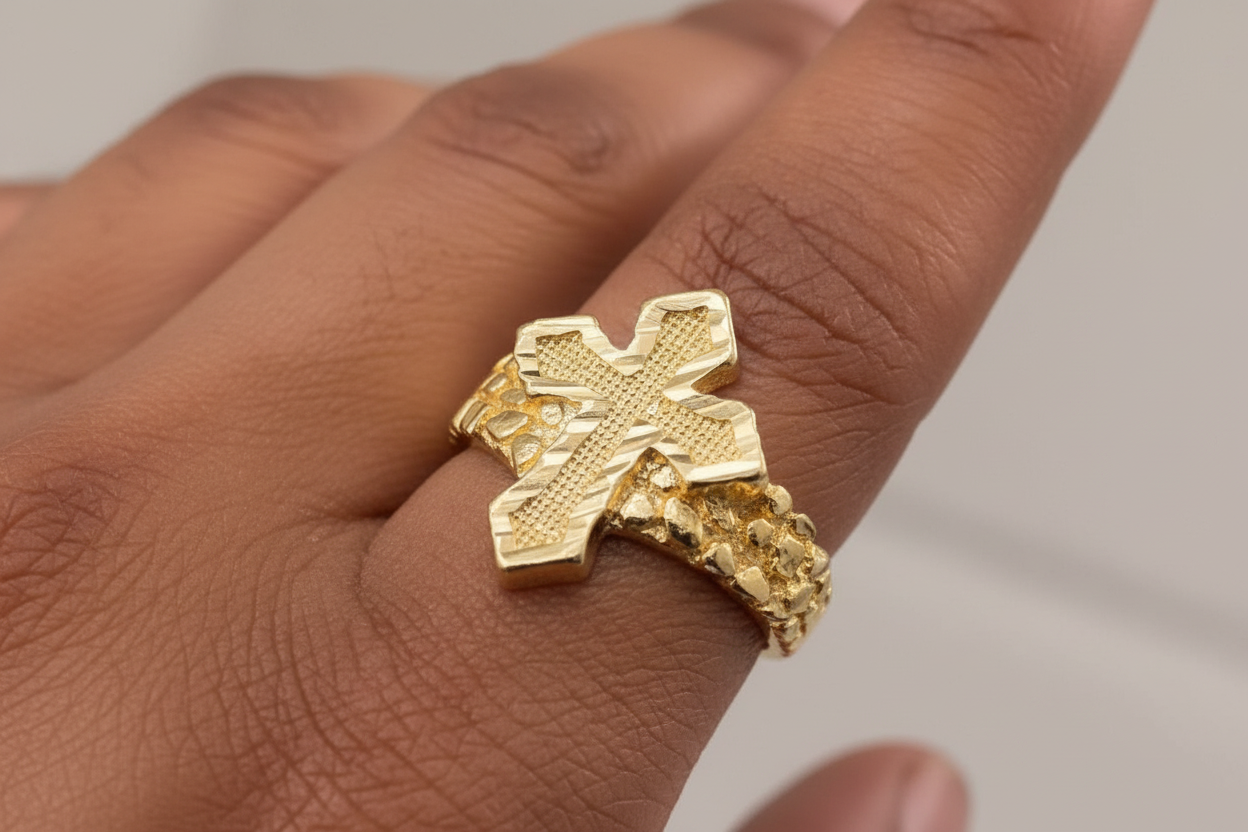 Nugget Cross Ring